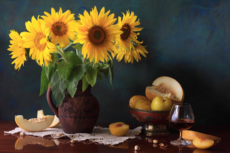 Sunflowers and Fruit — Yellow