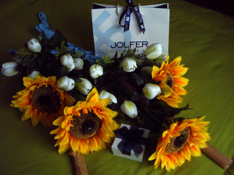 Sunflowers and Gift Box