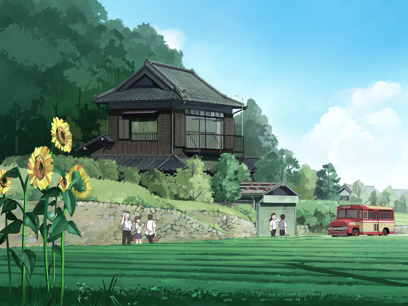 Sunflowers and House