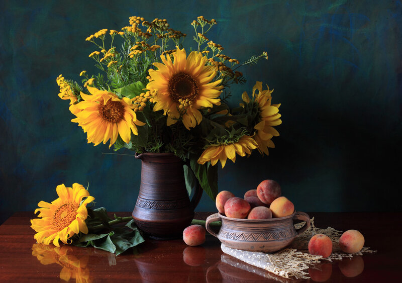 Sunflowers and Peaches