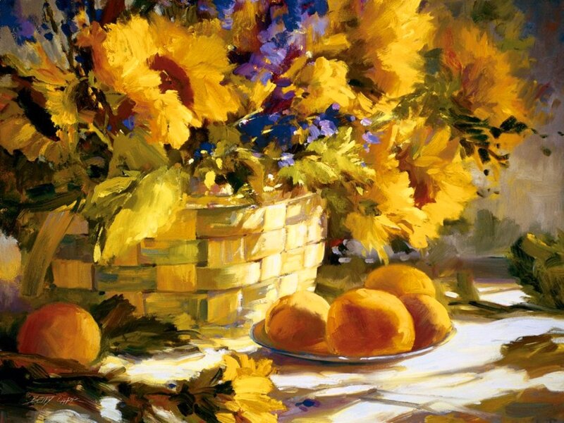 Sunflowers and Peaches — Yellow, Bright