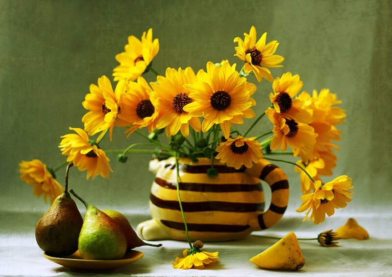 Sunflowers and Pears