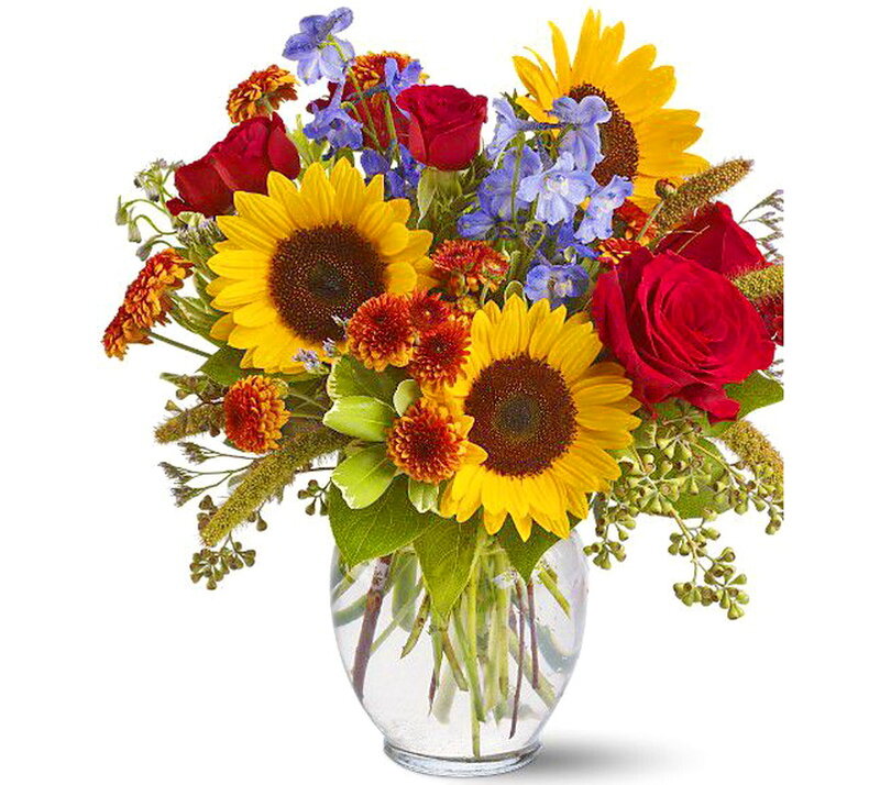 Sunflowers and Roses Bouquet — Yellow