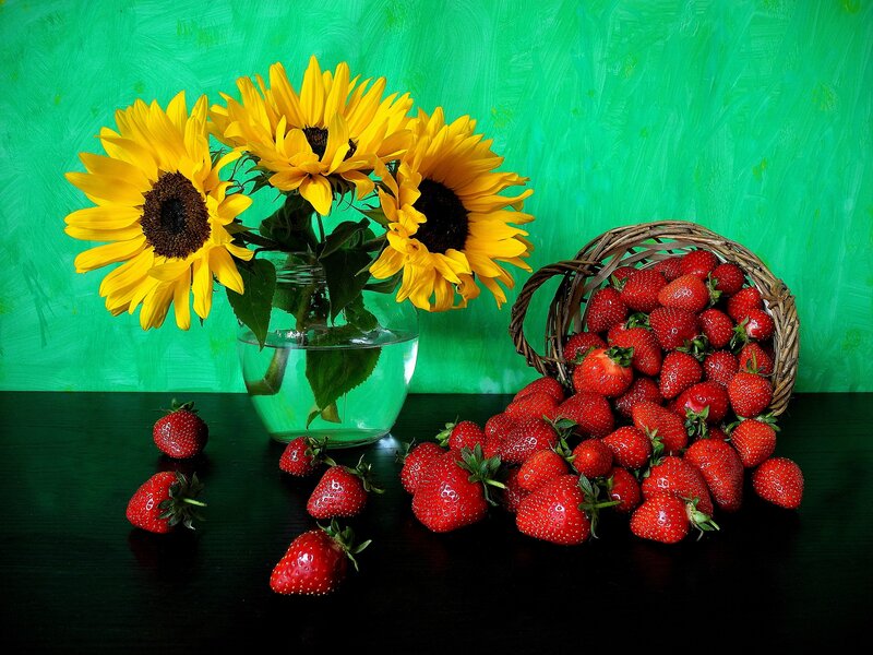 Sunflowers and Strawberries