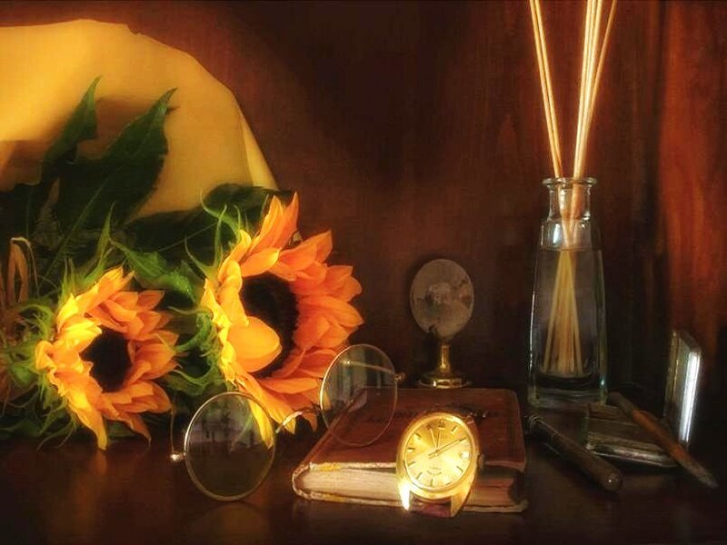 Sunflowers and Watch