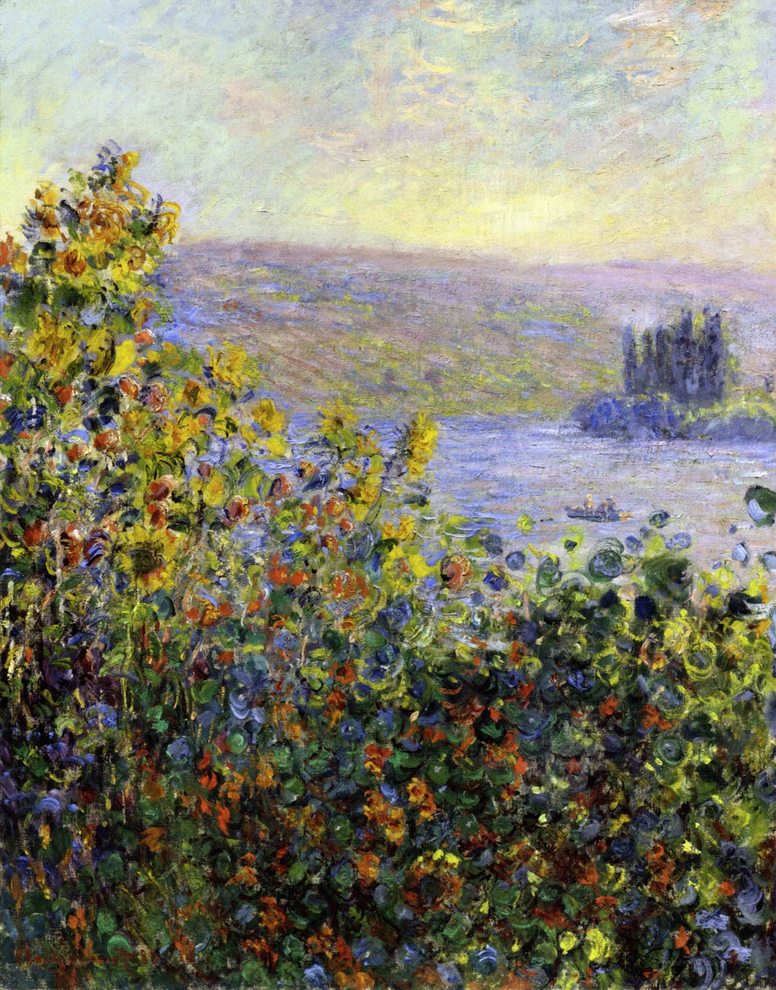 Sunflowers by the river