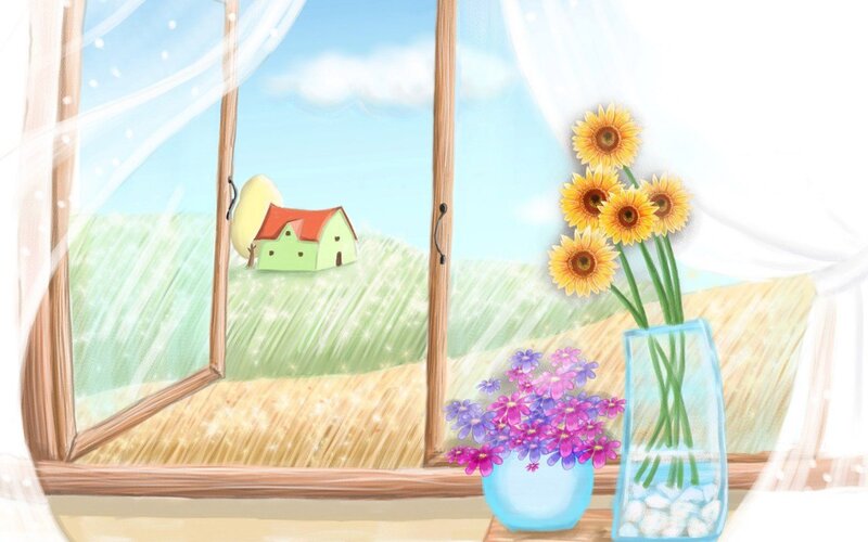 Sunflowers by the window