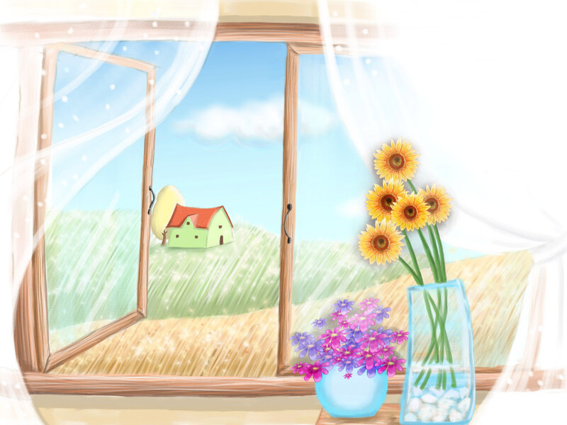 Sunflowers by Window