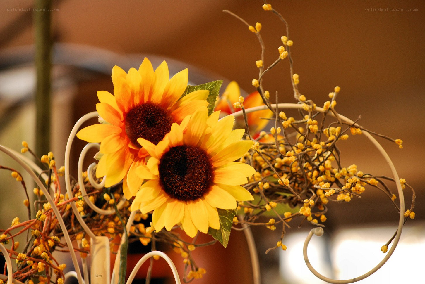 Sunflowers in a decorative arrangement