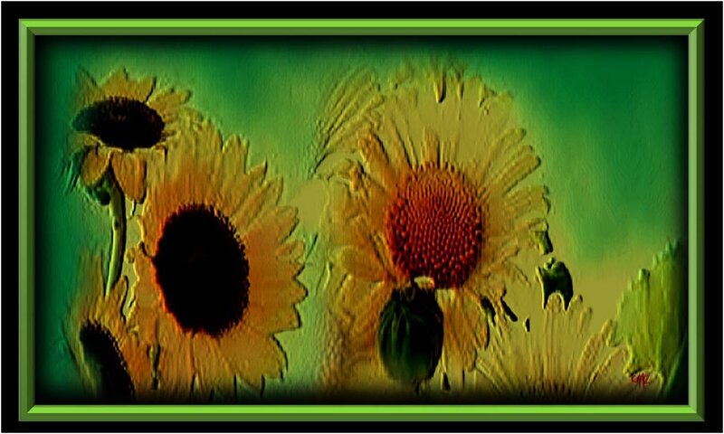 Sunflowers in a Field — Green, Vibrant