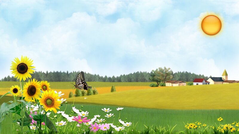 Sunflowers in a Field — Yellow, Serene, Afternoon, Digital Art