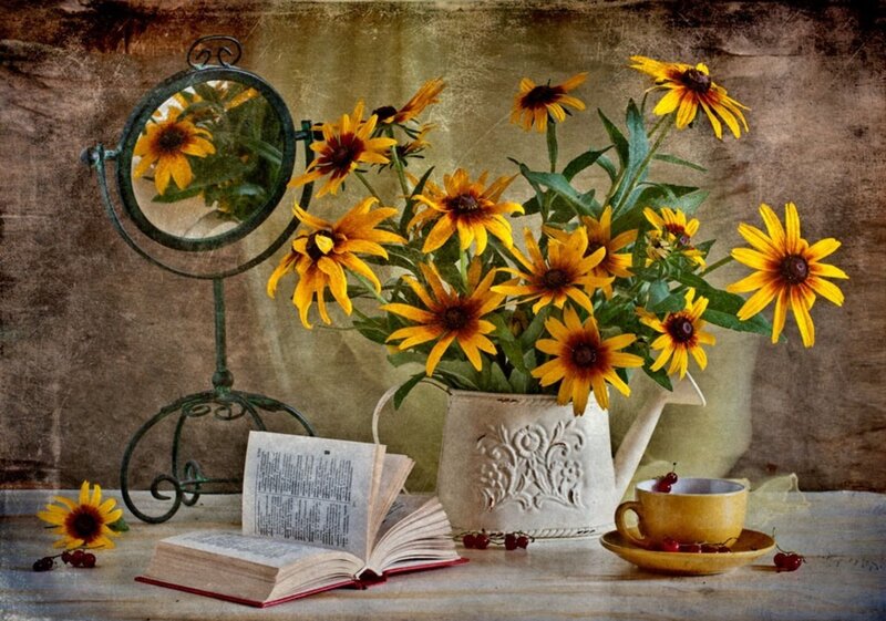 Sunflowers in a Pitcher — Yellow, Calm