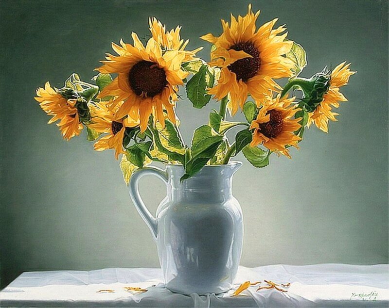 Sunflowers in a Pitcher — Yellow, Serene