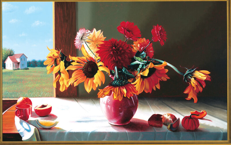 Sunflowers in a Vase — Red