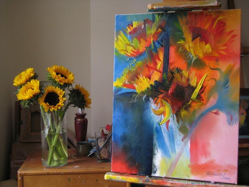 Sunflowers in a Vase — Yellow, Artistic