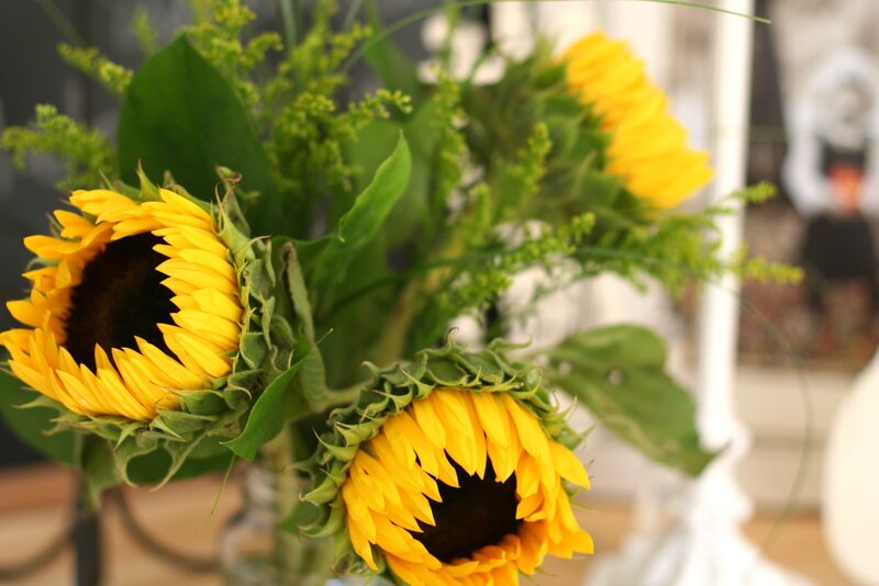 Sunflowers in a Vase — Yellow, Calm, Afternoon, Photograph, Greenery