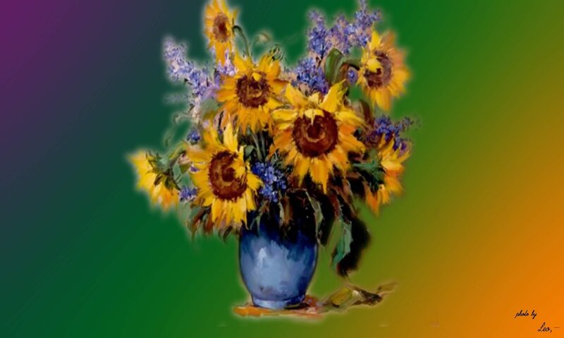 Sunflowers in a Vase — Yellow, Calm, Painting