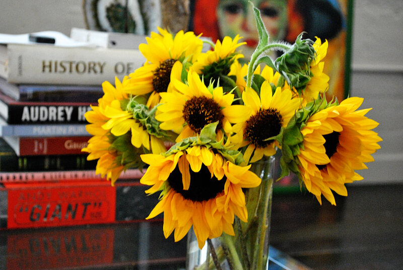 Sunflowers in a Vase — Yellow, Calm, Photograph, Books