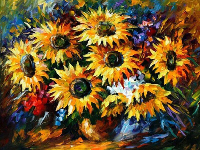 Sunflowers in a Vase — Yellow, Vibrant