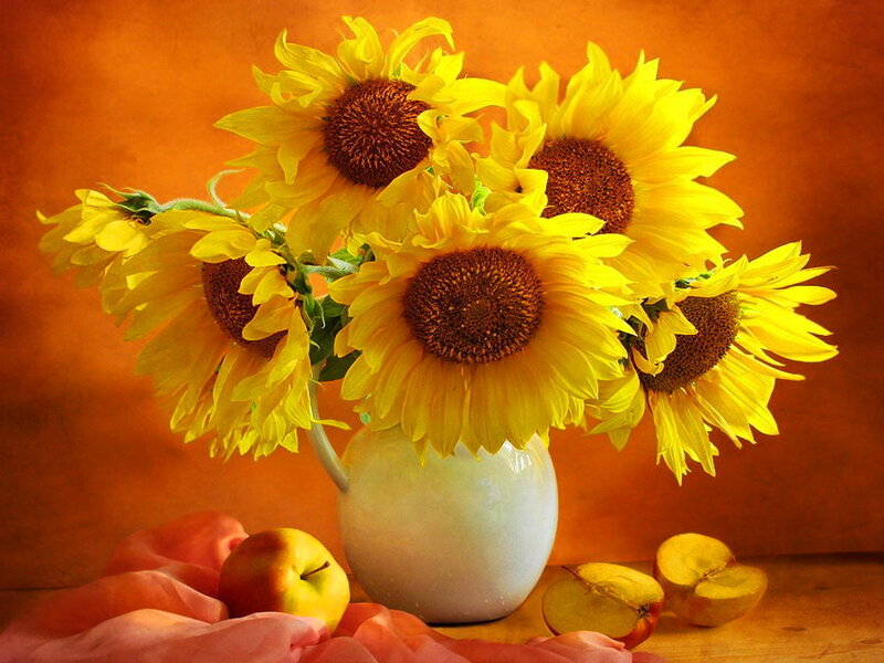Sunflowers in a Vase — Yellow, Warm, Autumn