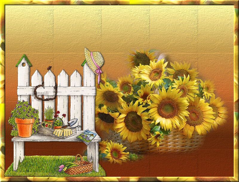 Sunflowers in Basket — Yellow