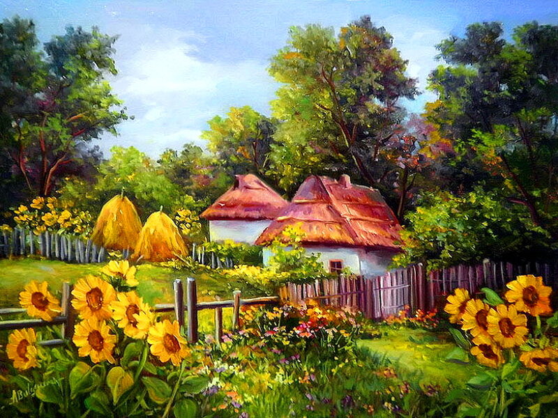 Sunflowers in Garden — Yellow, Serene, Afternoon