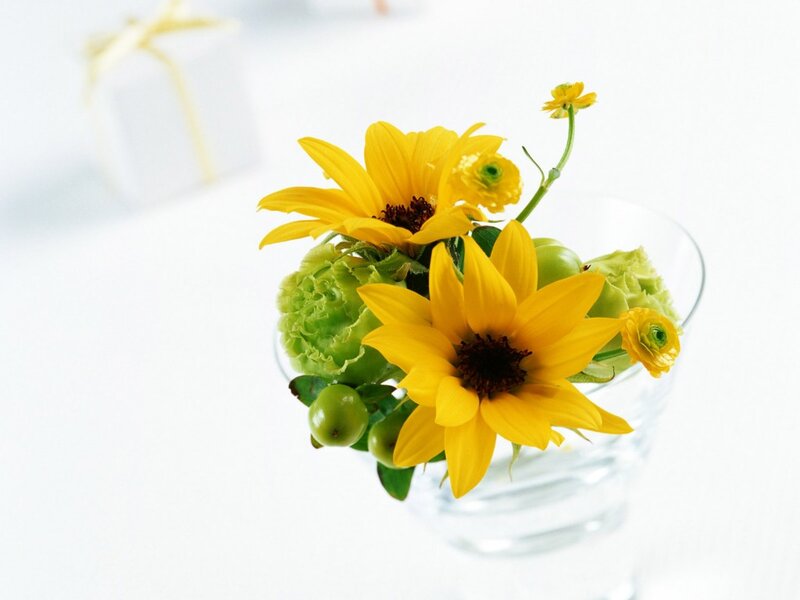 Sunflowers in Glass Vase