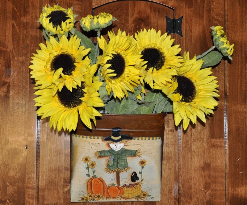 Sunflowers in Scarecrow Pot