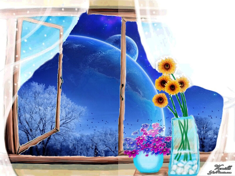 Sunflowers in Vases — Blue