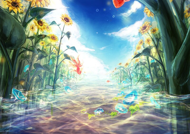 Sunflowers in Water — Blue