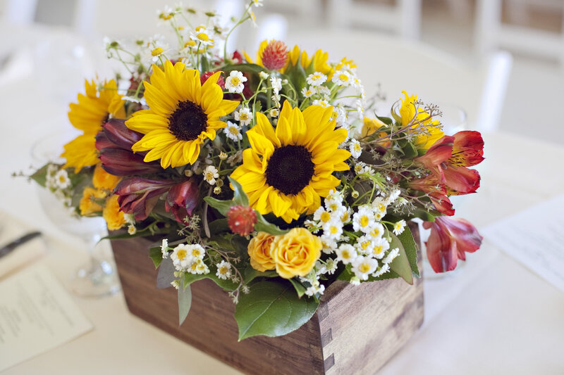 Sunflowers in Wooden Box