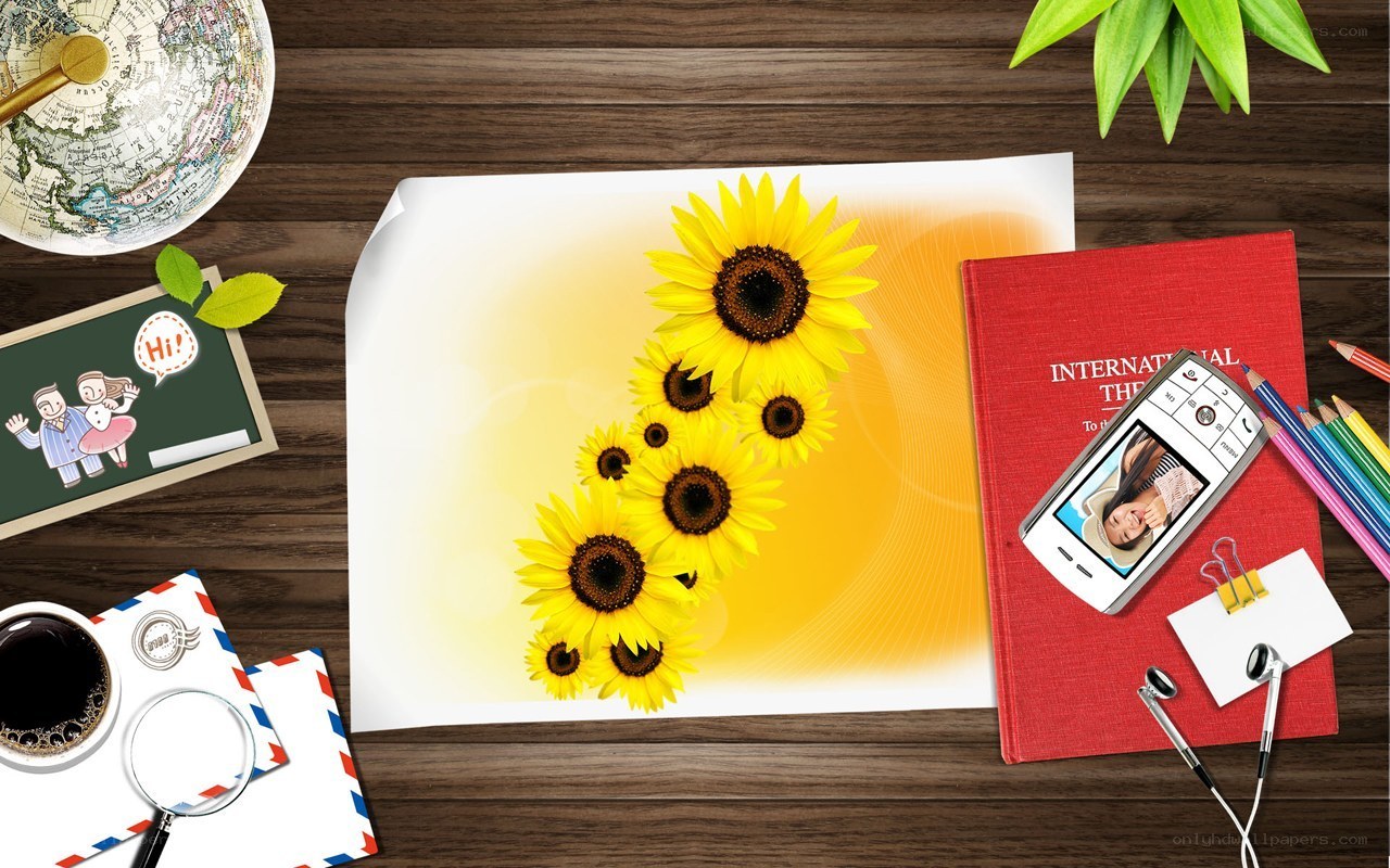Sunflowers on a desk