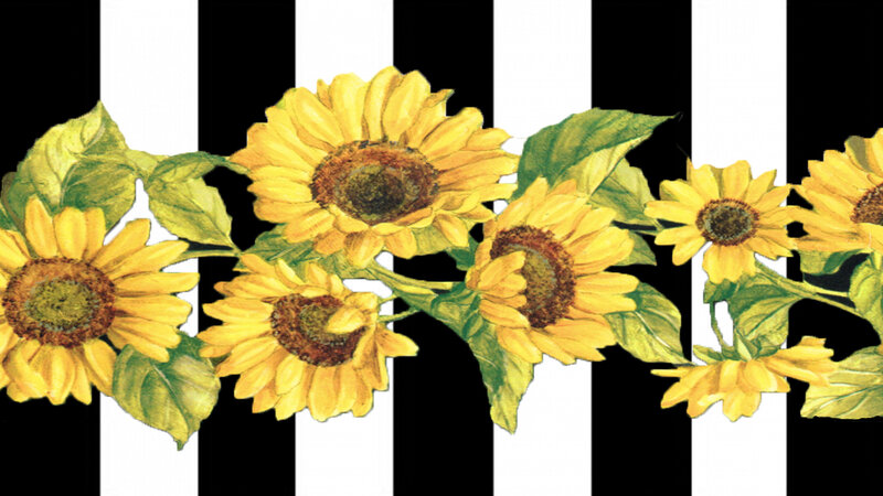 Sunflowers on Striped Background