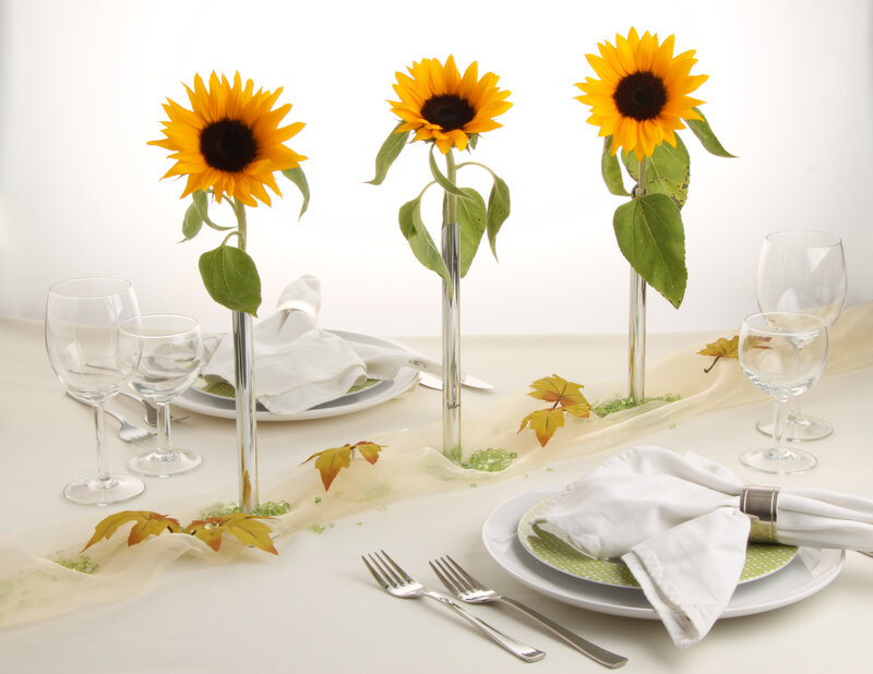 Sunflowers on Table — Yellow, Serene, Autumn