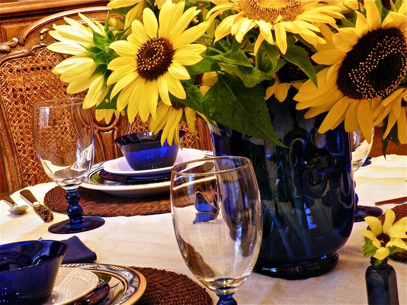 Sunflowers on Table — Yellow, Warm