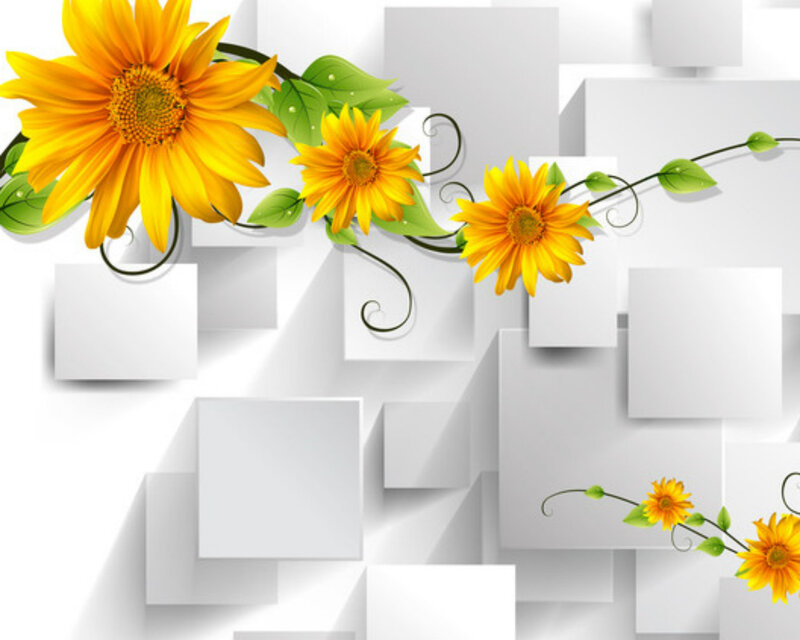 Sunflowers on White Cubes