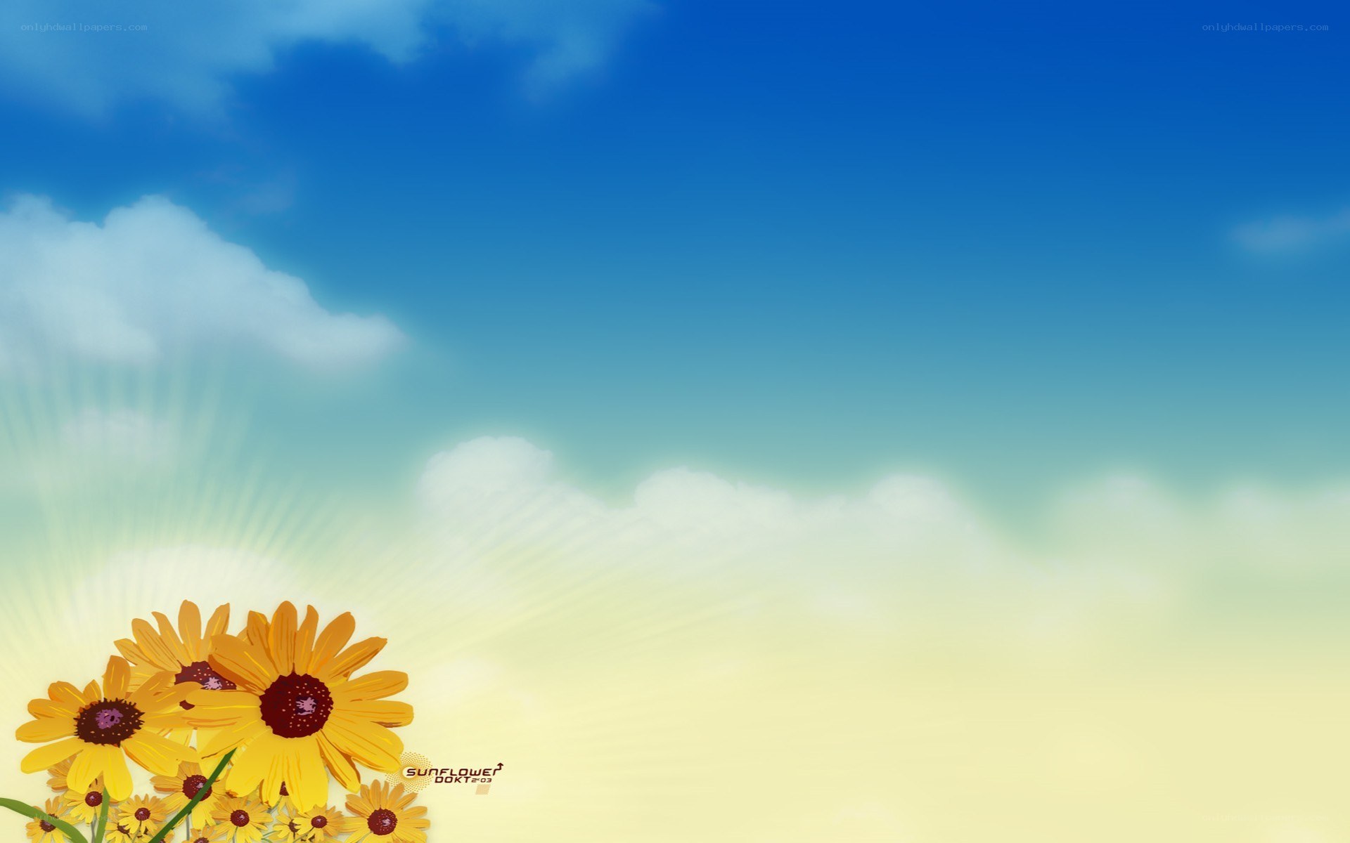 Sunflowers under blue sky