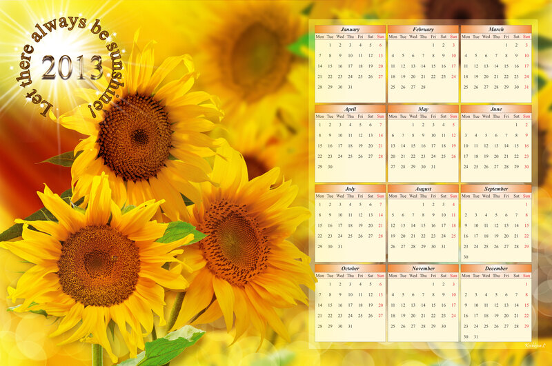 Sunflowers with Calendar