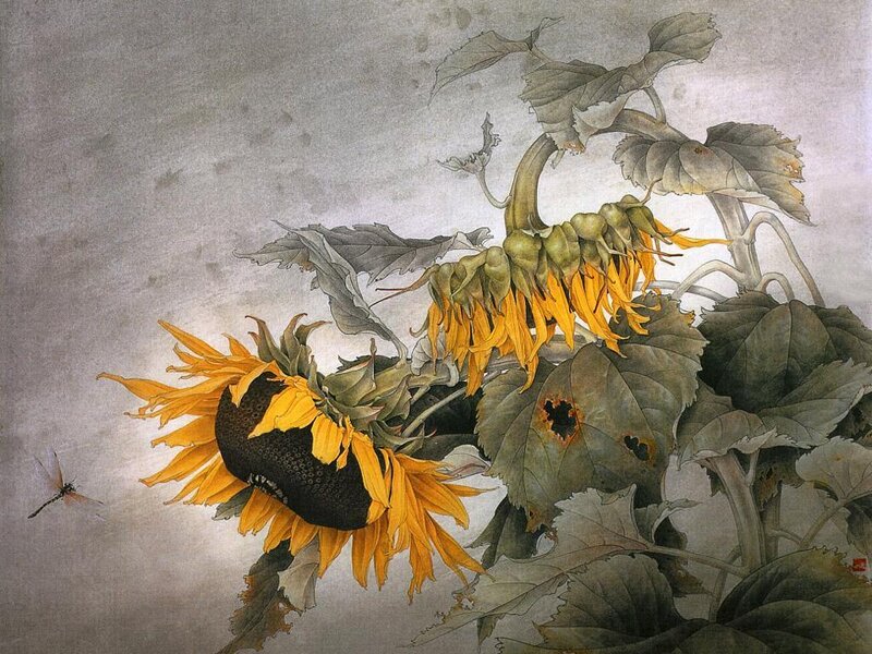 Sunflowers with Dragonfly