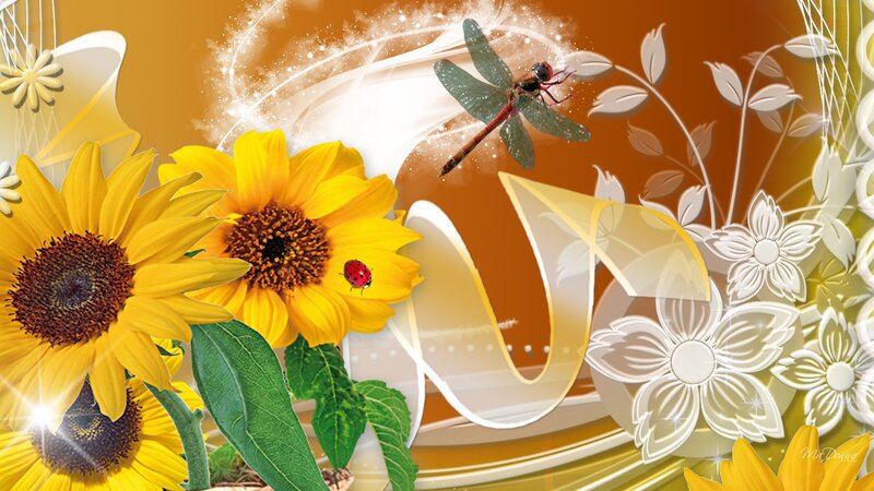 Sunflowers with Insects — Yellow