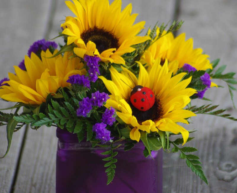 Sunflowers with Ladybug