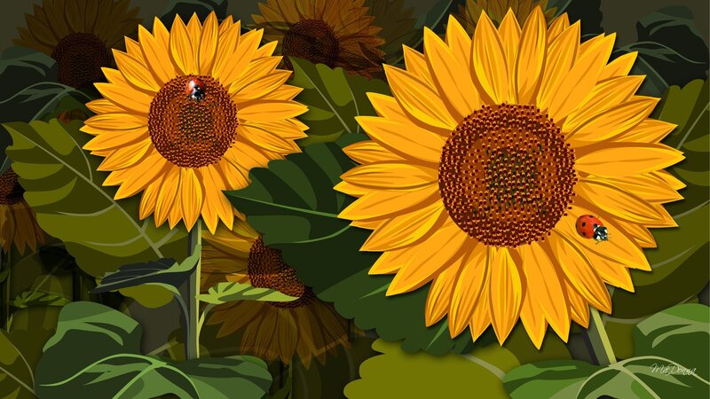 Sunflowers with Ladybugs