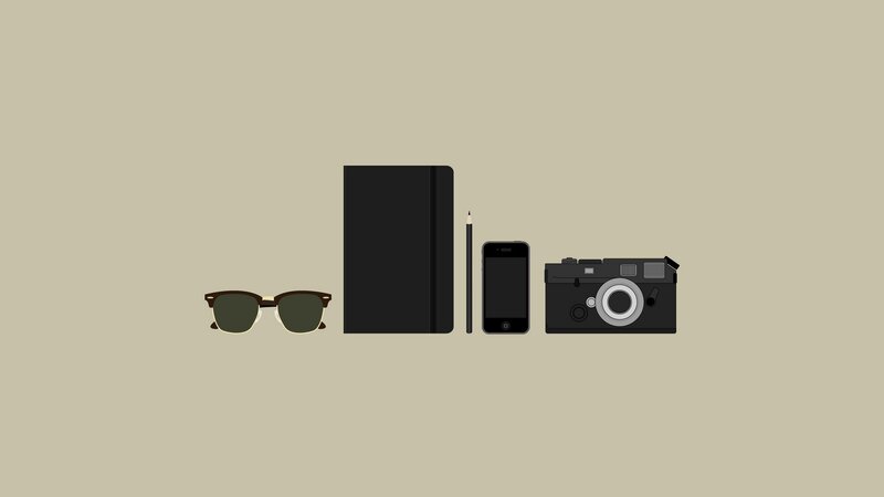 Sunglasses and Camera — Beige