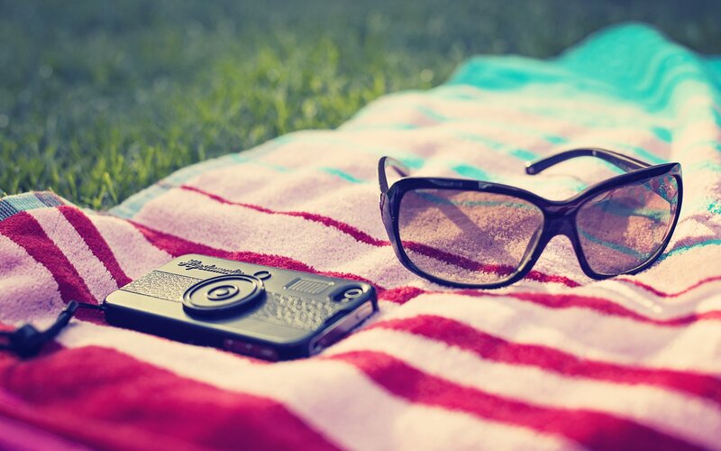 Sunglasses and Phone — Red