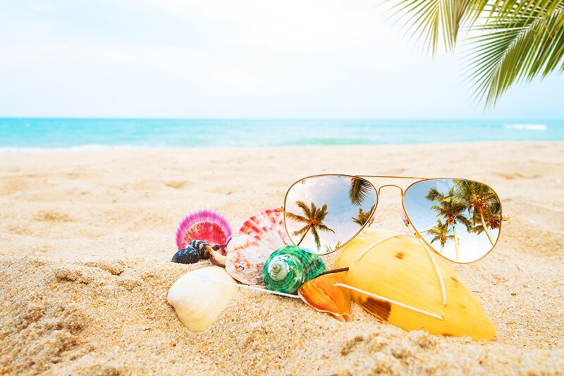Sunglasses and Seashells — Beige