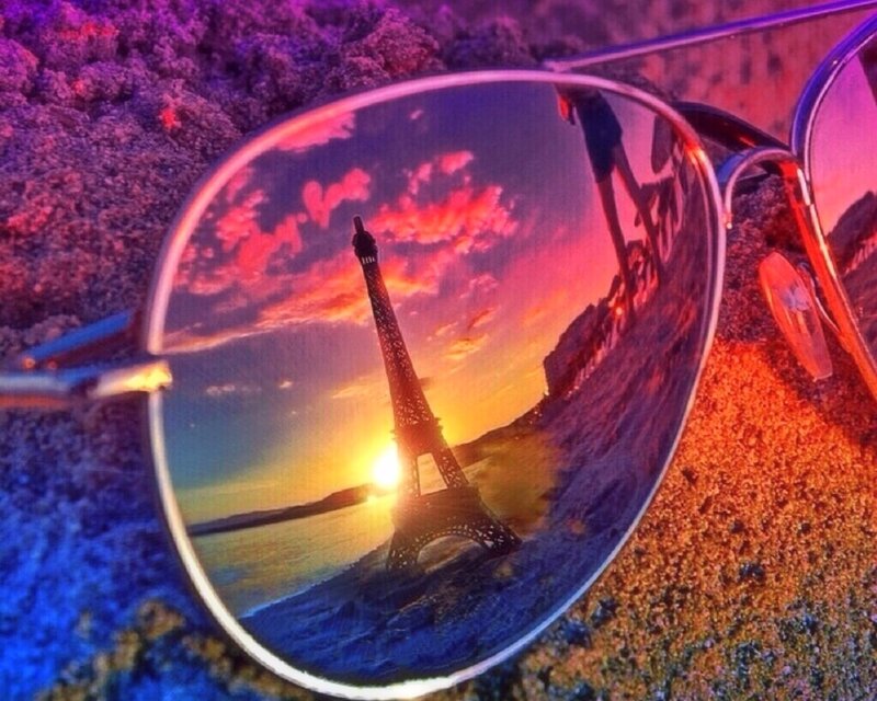 Sunglasses with Eiffel Tower Reflection