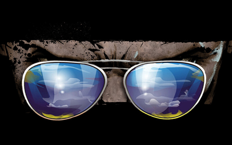 sunglasses with sky reflection