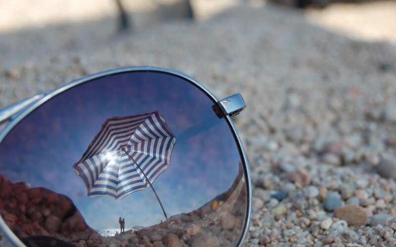 Sunglasses with Umbrella Reflection