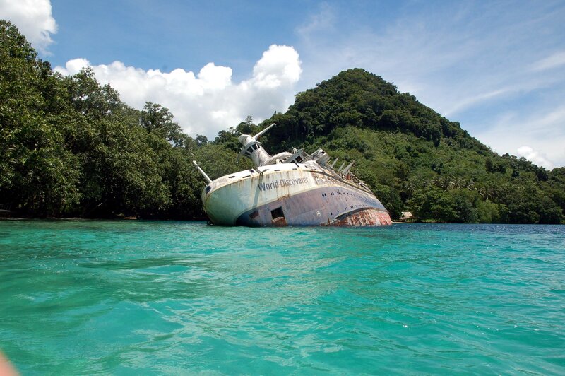 Sunk Ship in Turquoise Water