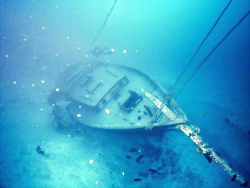 sunken boat underwater